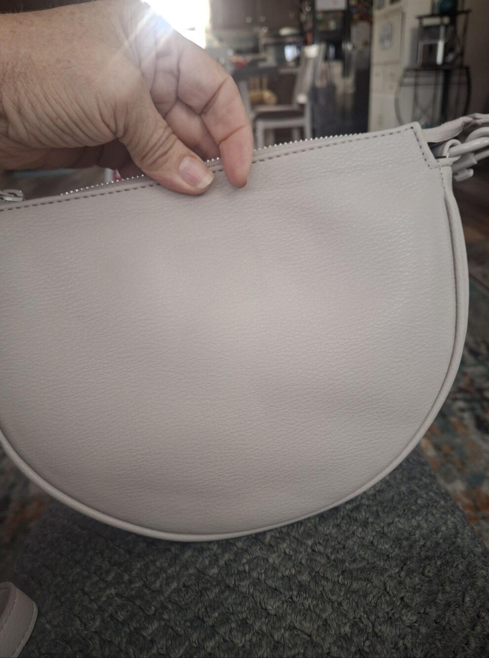 Women's Crescent Crossbody Bag in Light Cream